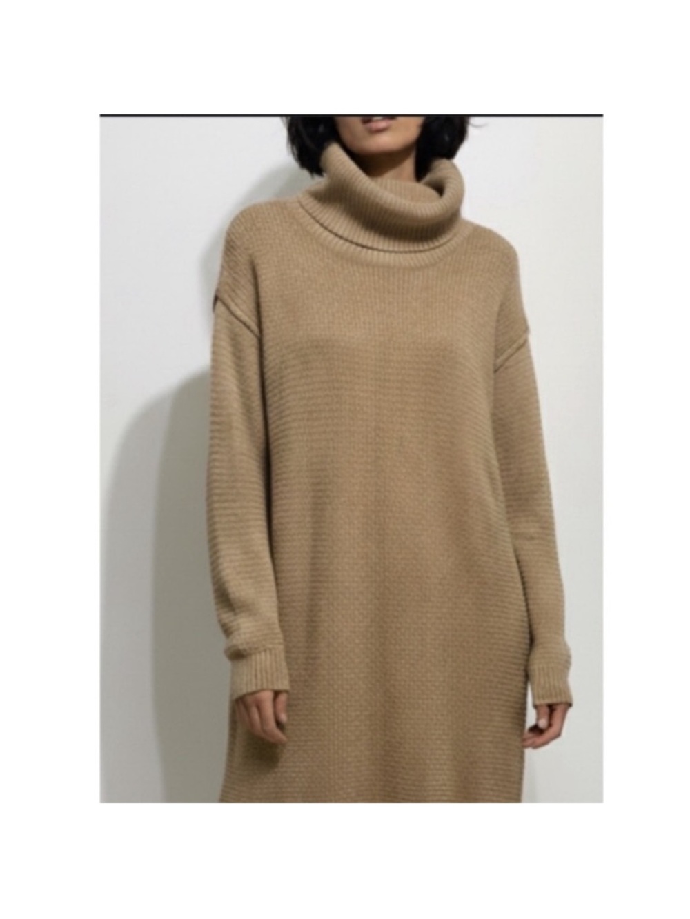 Alice + Olivia Wool Chunky Knit Turtleneck Dress Size Small Tan